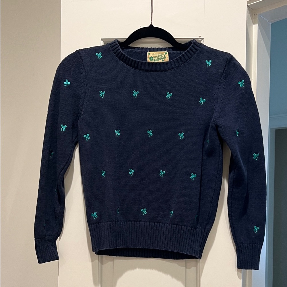 Kiel James Patrick Navy Sweater with Green Accents